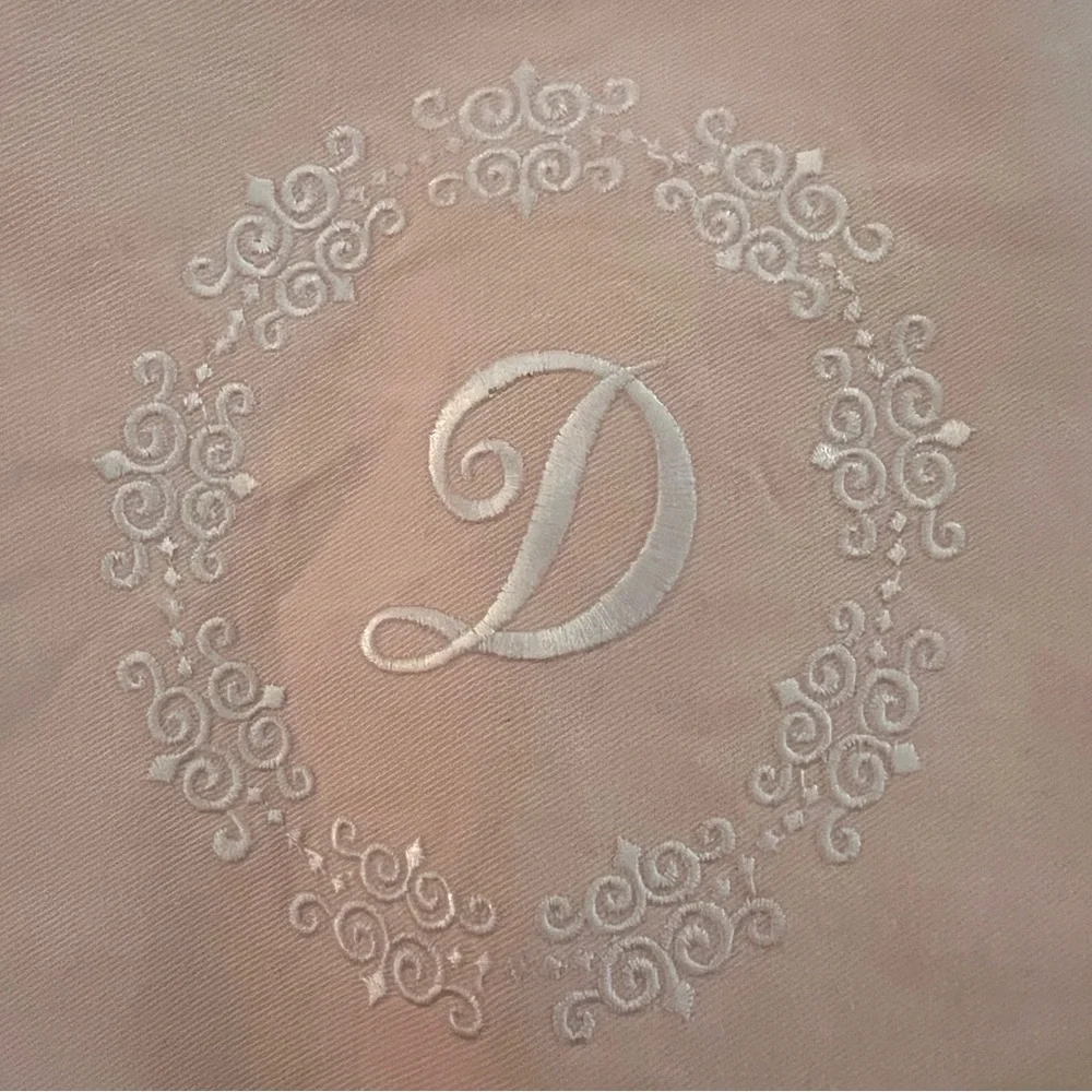 Lily Juliet Pale Pink Makeup Pouch Bag with White Monogram Embroidered “D” NEW